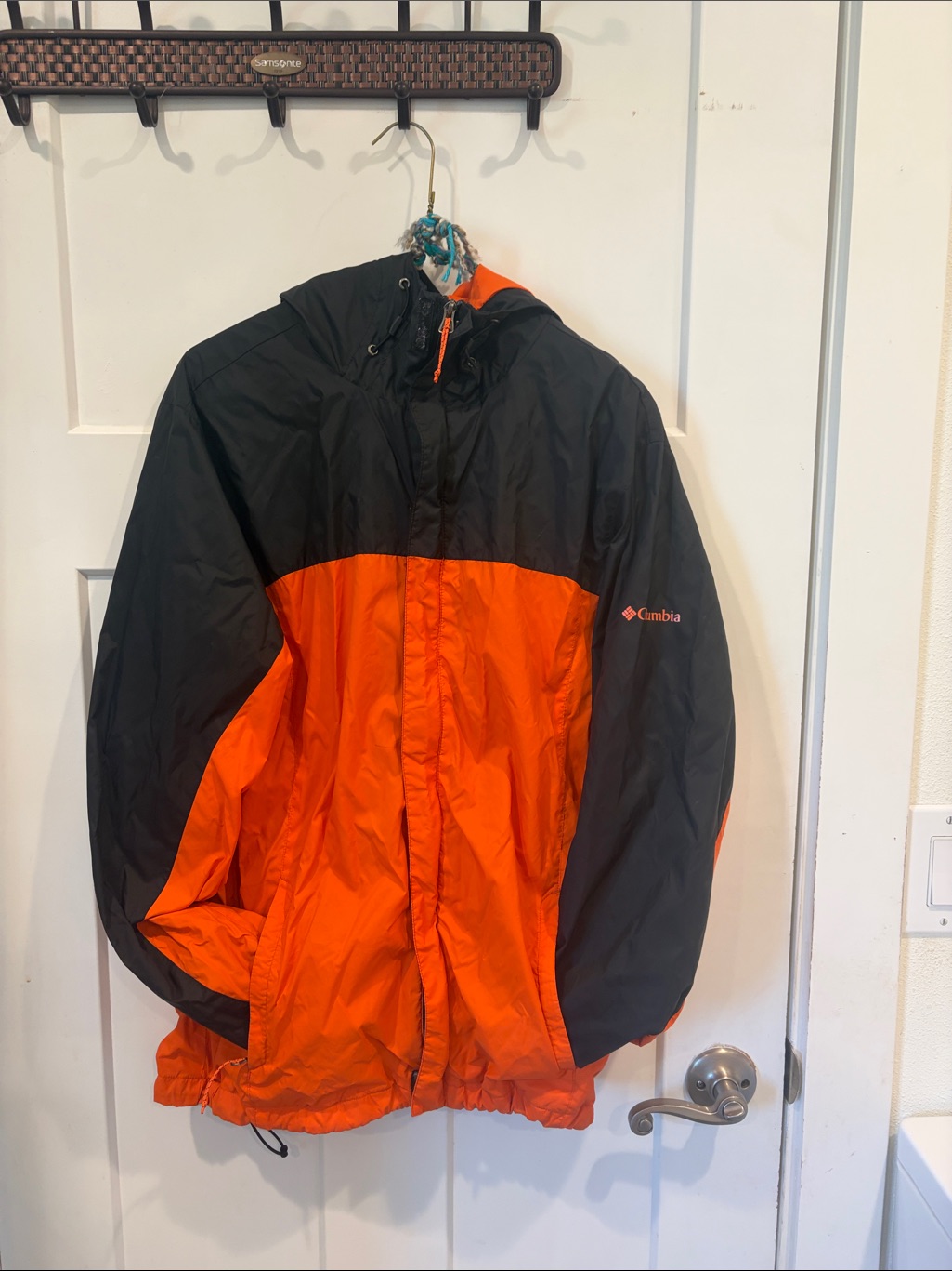 Columbia Orange And Black Hooded Packable Jacket